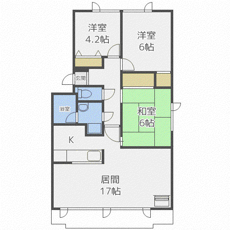 ウエストヒルズ弐番館(3LDK/2階)の間取り写真