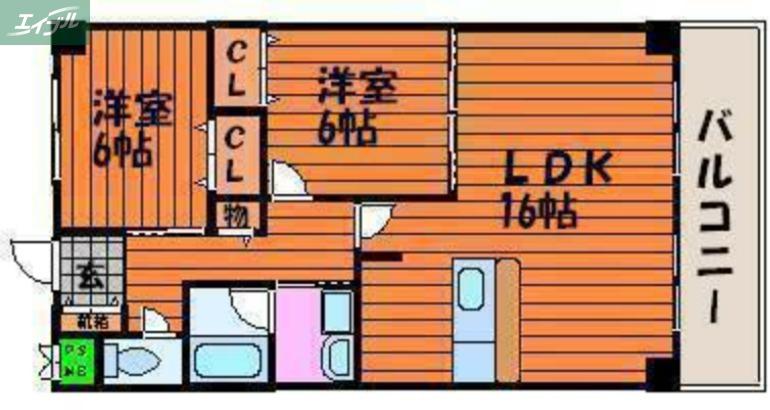 AZA才ノ免(2LDK/2階)の間取り写真