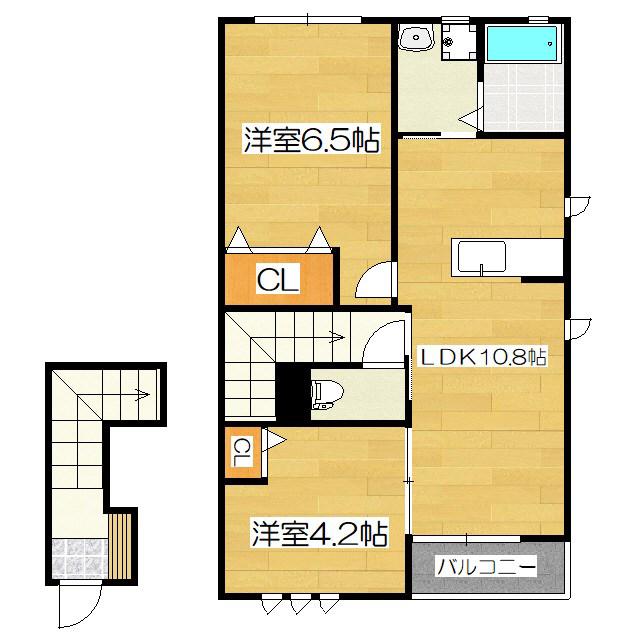 シャーメゾン御所ノ内(2LDK/2階)の間取り写真
