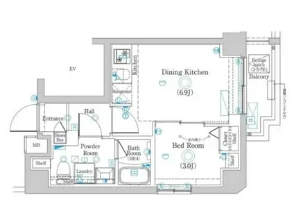 ラフィスタ赤羽(1DK/6階)の間取り写真