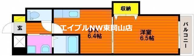はるなガーデン(1DK/7階)の間取り写真