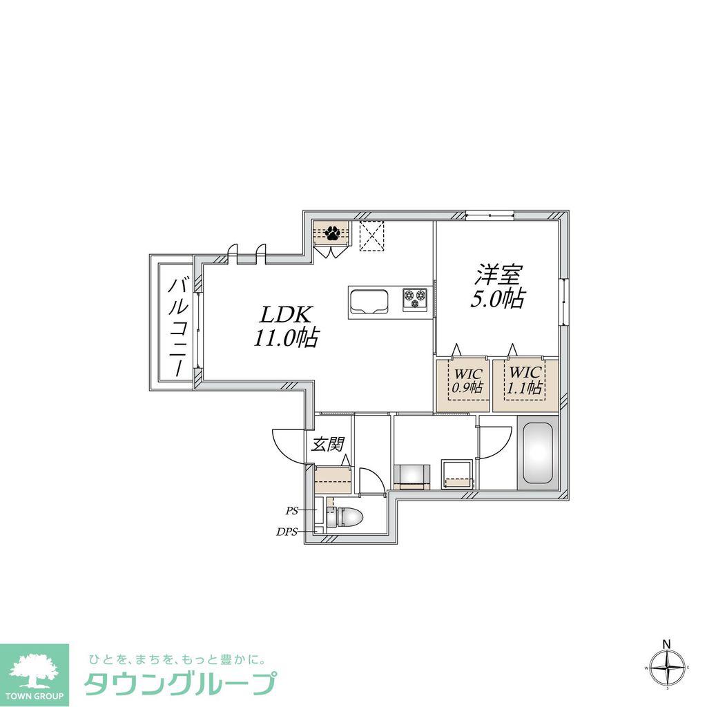 ラ・ヴィータ(1LDK/2階)の間取り写真