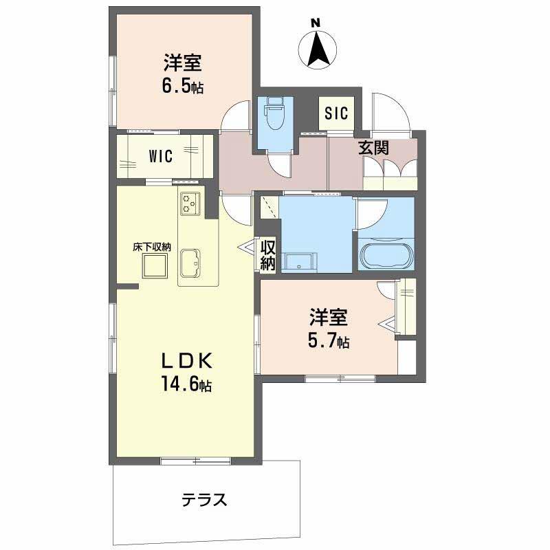 メゾンブランカあびこ南(2LDK/1階)の間取り写真