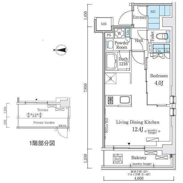 ウエリスアーバン中野坂上(1LDK/5階)の間取り写真