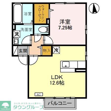リビングタウン三橋西A(1LDK/2階)の間取り写真