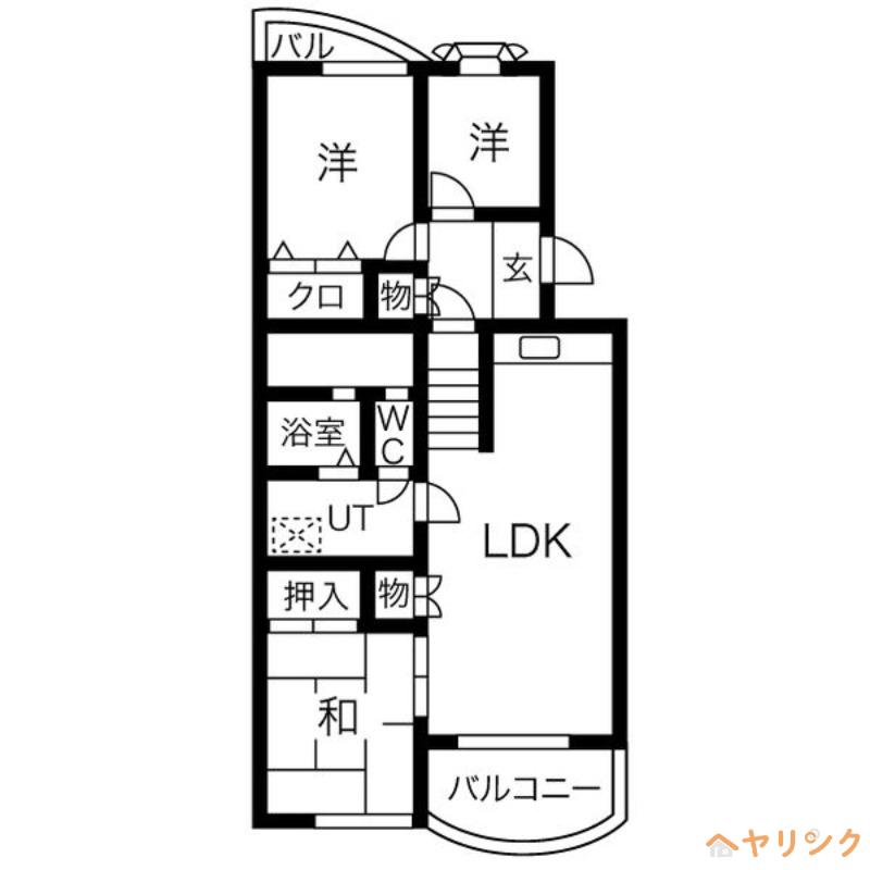 ヴィラ若葉台(3LDK/4階)の間取り写真