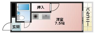 SENSE富田林(ワンルーム/1階)の間取り写真