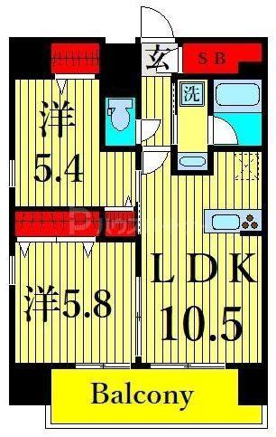 グランレーヴ東尾久(2LDK/11階)の間取り写真