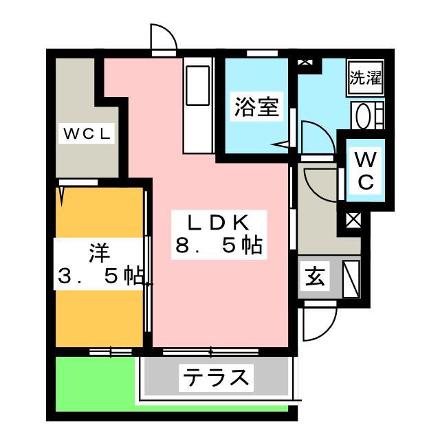 カーサ レイール(1LDK/1階)の間取り写真