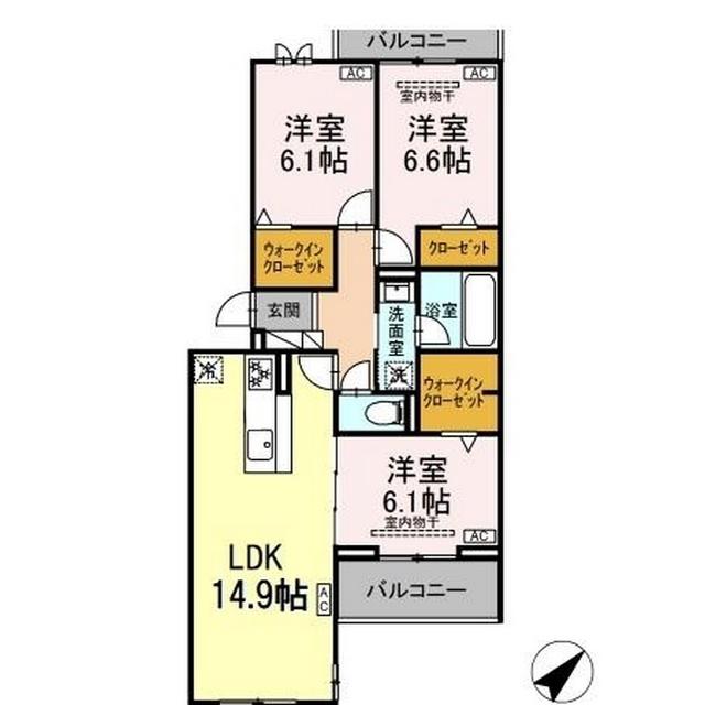 クラリス(3LDK/3階)の間取り写真