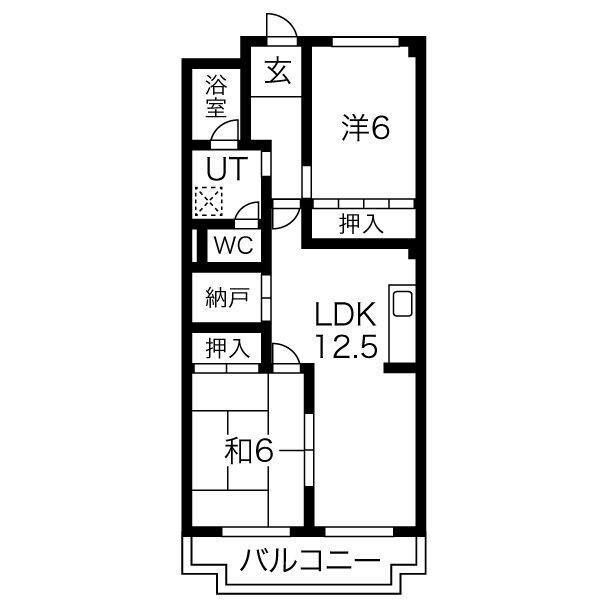 アーバニティー幸(2LDK/3階)の間取り写真