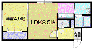 CHAMBRE南郷(1LDK/1階)の間取り写真