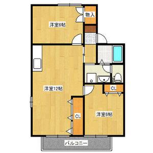栄林ハイツA棟(2LDK/1階)の間取り写真