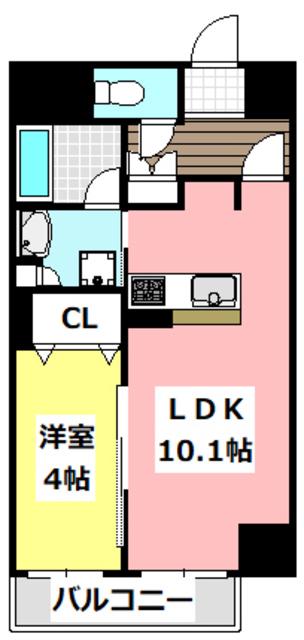 中条プレイス(1LDK/3階)の間取り写真