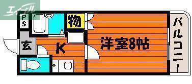 パルミラ津高(1K/2階)の間取り写真