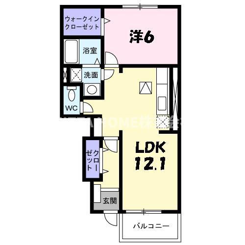 グリーン・エコーII(1LDK/1階)の間取り写真