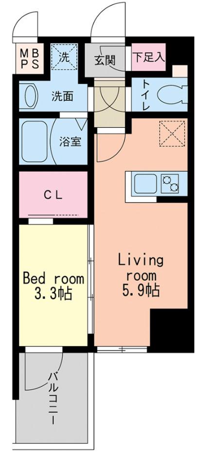 HS梅田イースト(1DK/5階)の間取り写真