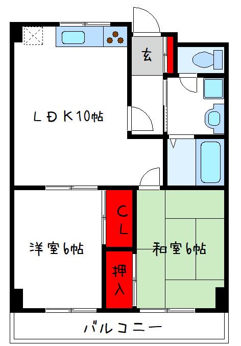 エルメゾンこさか(2LDK/2階)の間取り写真