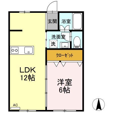 セジュールつきみ野(1LDK/1階)の間取り写真