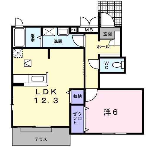 カームリー(1LDK/1階)の間取り写真