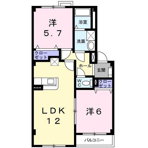 ビオラ館(2LDK/2階)の間取り写真