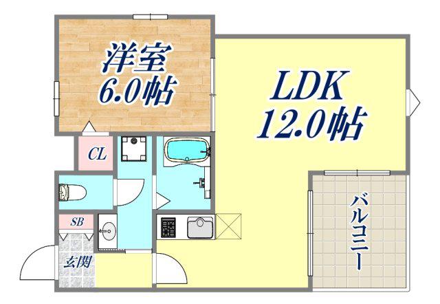 ア・コテ・ドゥ・シェヌ夙川(1LDK/1階)の間取り写真