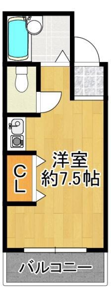 菅ハイツ(ワンルーム/3階)の間取り写真