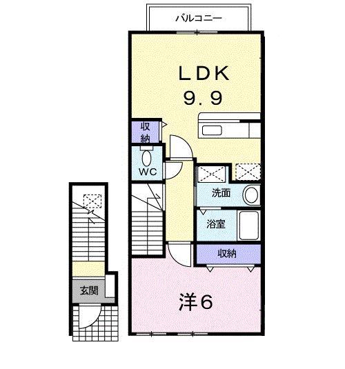 チェリーブラッサム(1LDK/2階)の間取り写真