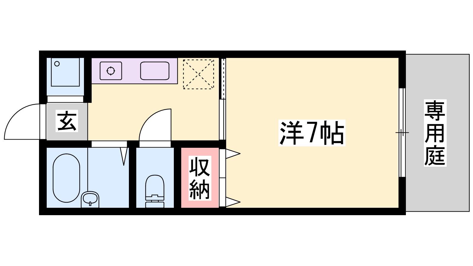 パセオ柿山伏(1K/2階)の間取り写真