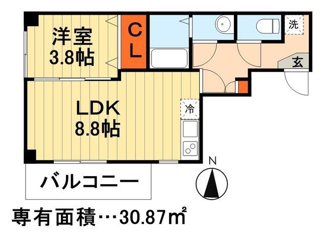 IVORY(1LDK/4階)の間取り写真