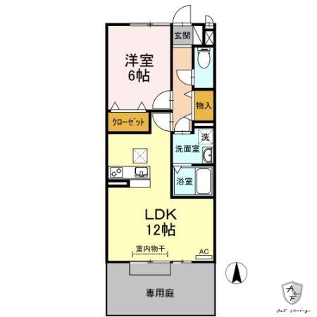 セジュール松葉(1LDK/1階)の間取り写真