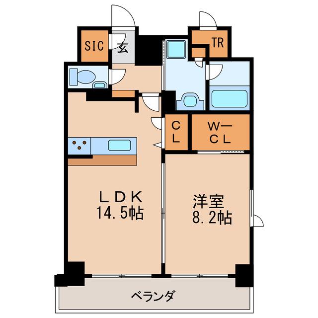 GRAND ESPOIR車道(1LDK/12階)の間取り写真