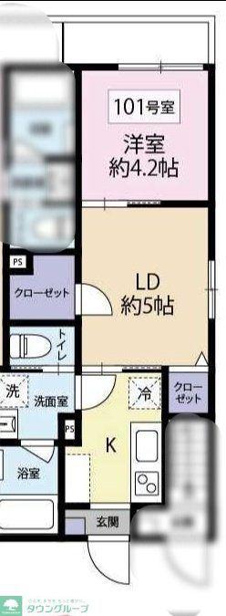 YS中野本町(1LDK/1階)の間取り写真