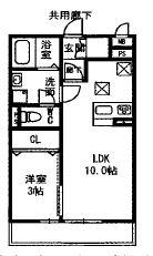 プロムナード II棟(1LDK/2階)の間取り写真