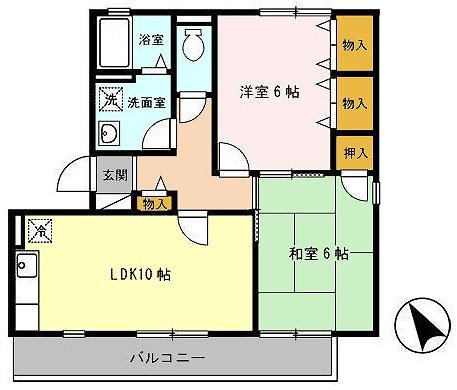 燦コーポ(2LDK/2階)の間取り写真