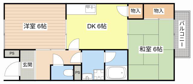 LAKESIDE雅(2DK/1階)の間取り写真