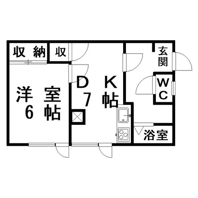 パーク双葉(1DK/2階)の間取り写真