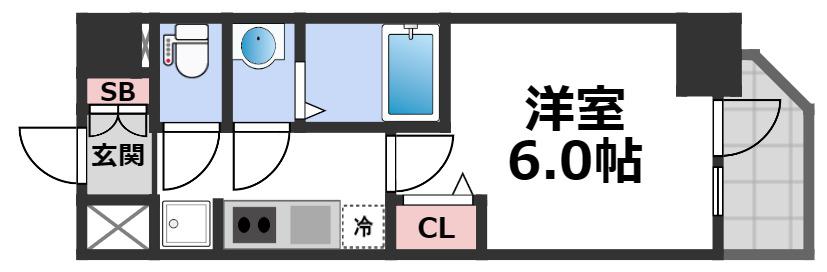 プレサンス新深江ディレット(1K/2階)の間取り写真