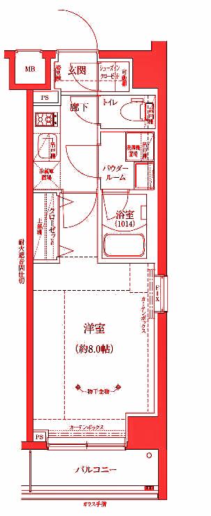 RELUXIA GRANDE川崎(1K/6階)の間取り写真