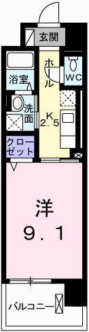 ポーシェガーデンⅡ(1K/2階)の間取り写真
