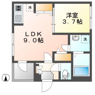 ハーモニーテラス上石川町(1LDK/2階)の間取り写真
