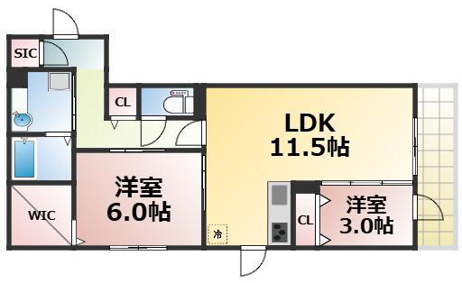 ラフィーネクローバー(2LDK/3階)の間取り写真