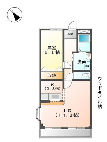 プティエシャトー(1LDK/2階)の間取り写真
