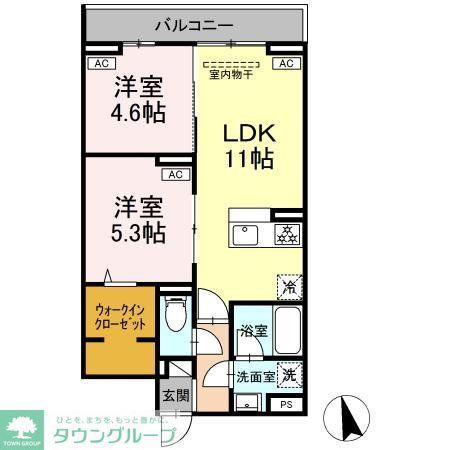 セレスティア羽沢A棟(2LDK/2階)の間取り写真