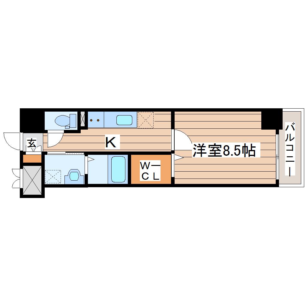 レガーロ仙台駅東(1K/8階)の間取り写真