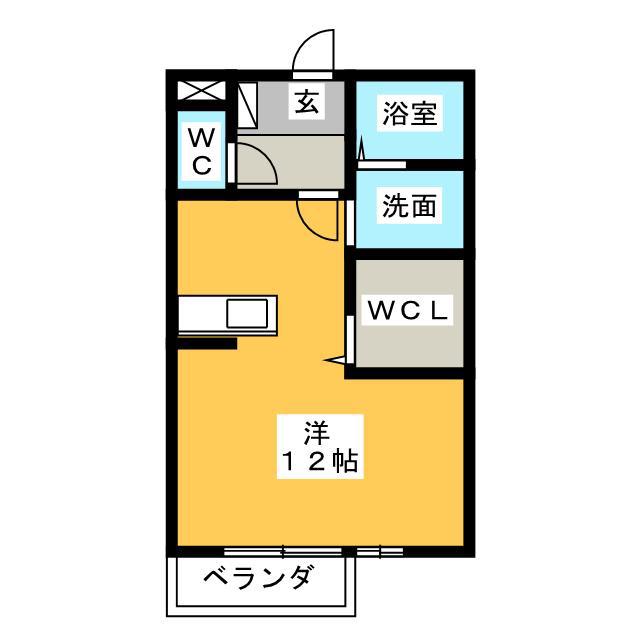 CONFORT B棟(ワンルーム/1階)の間取り写真