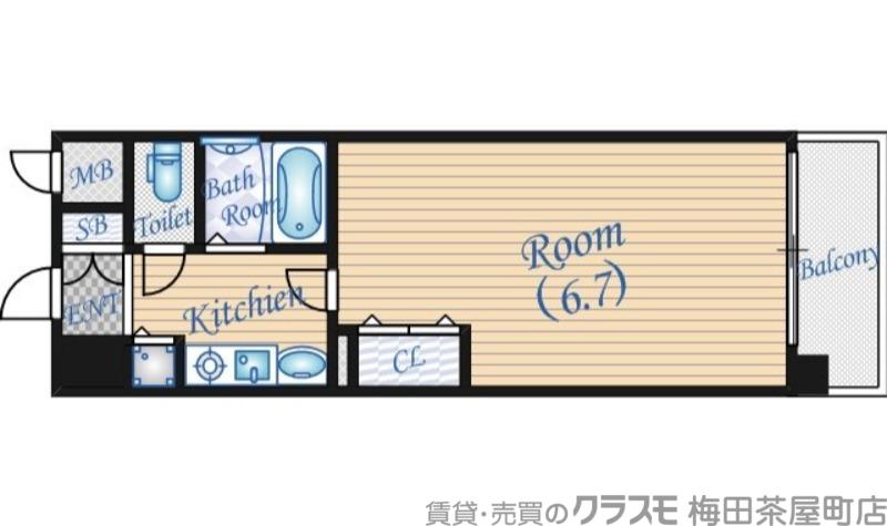 エイペックス天神橋I(1K/10階)の間取り写真