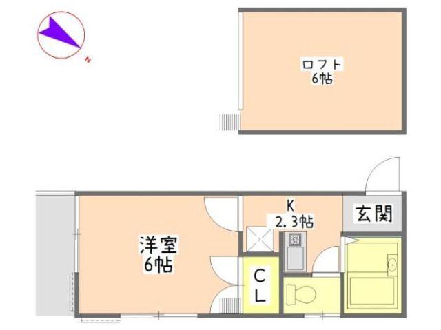サザンハイツ(1K/1階)の間取り写真