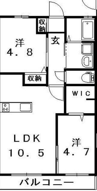 ラ・セーヌ藤崎(2LDK/1階)の間取り写真