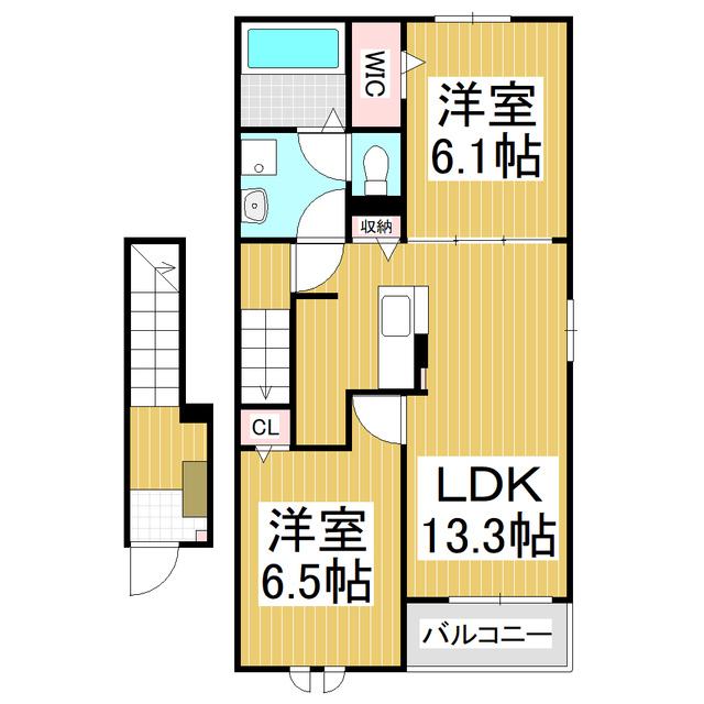 リブハピネス A(2LDK/2階)の間取り写真